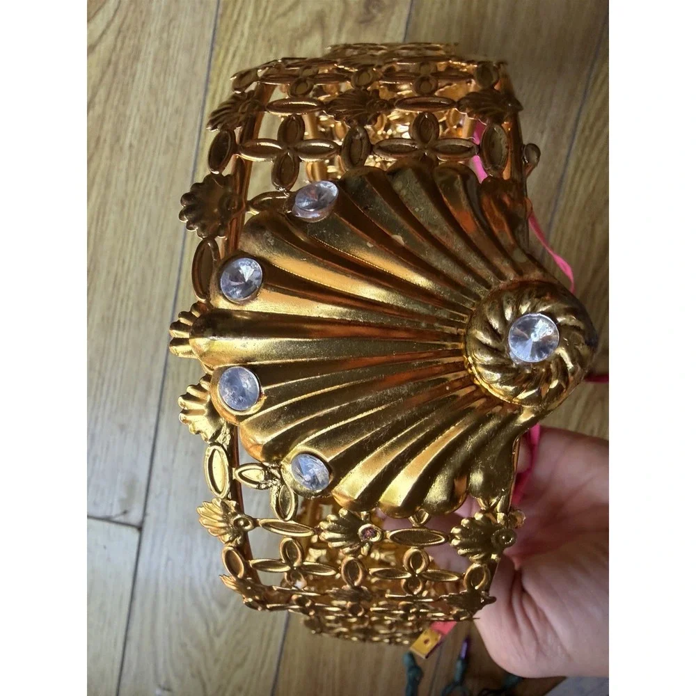 Authentic Vintage 1960s Hollywood Regency Gold Ormolu 3 Ring Caddy Display Stand